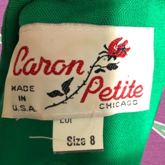 VTG Caron Petite blazer dress sz S/M vintage faux wrap gold button midi sheath - Picture 4 of 5